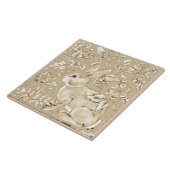 Beige Tan Ivory Bunny Rabbit Bird Floral Leaf Fliese (Seite)