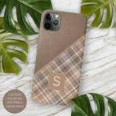 Beige Tan Light Brown Taupe Kariert Gingham Muster Case-Mate iPhone Hülle