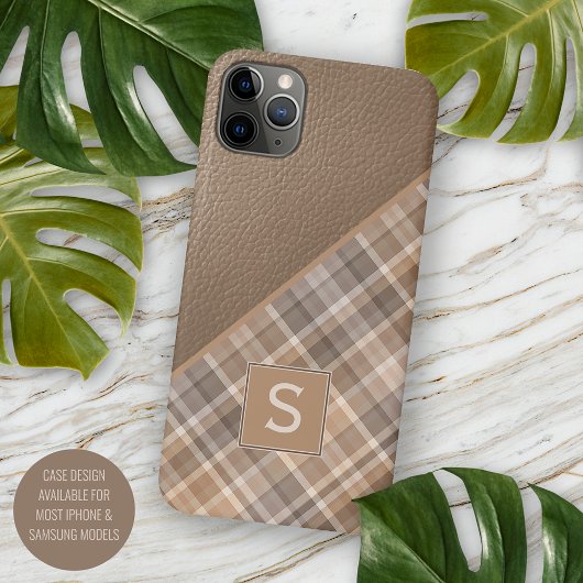 Beige Tan Light Brown Taupe Kariert Gingham Muster Case-Mate iPhone Hülle