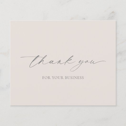 Beige Tan Modern Budget Business Danke Karte (Vorderseite)