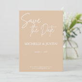Beige Tan Save the Date (Stehend Vorderseite)