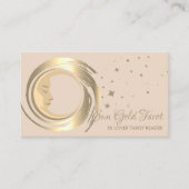 Beige Tarot Reader Stars Moon Sun Celestial Visitenkarte (Vorderseite)