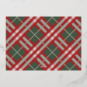 Beige Tartan Karierte Weihnachtskarte Folien Feiertagskarte (Rückseite)