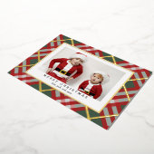 Beige Tartan Karierte Weihnachtskarte Folien Feiertagskarte (Gedreht)