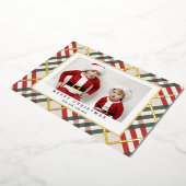 Beige Tartan Karierte Weihnachtskarte Folien Feiertagskarte (Gedreht)