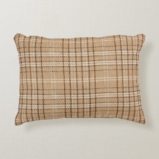 Beige Tartan: Klassischer Karierter Weave. Dekokissen