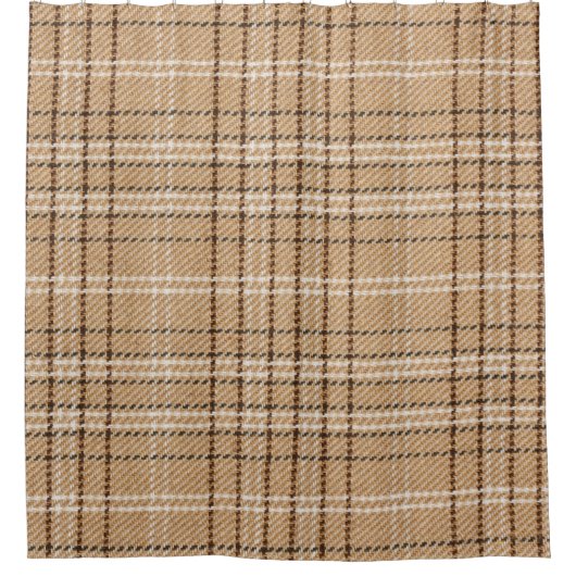 Beige Tartan: Klassischer Karierter Weave. Duschvorhang (Vorderseite)