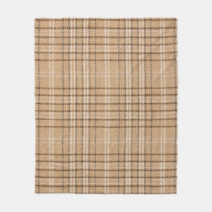 Beige Tartan: Klassischer Karierter Weave. Fleecedecke