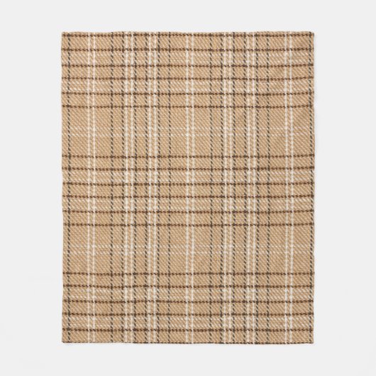 Beige Tartan: Klassischer Karierter Weave. Fleecedecke (Vorderseite)