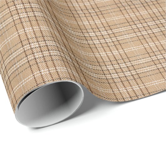 Beige Tartan: Klassischer Karierter Weave. Geschenkpapier (Rolleneckpunkt)
