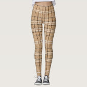 Beige Tartan: Klassischer Karierter Weave. Leggings (Vorderseite)