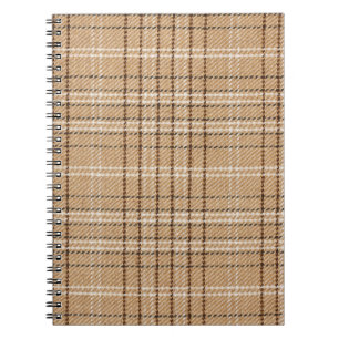 Beige Tartan: Klassischer Karierter Weave. Notizblock