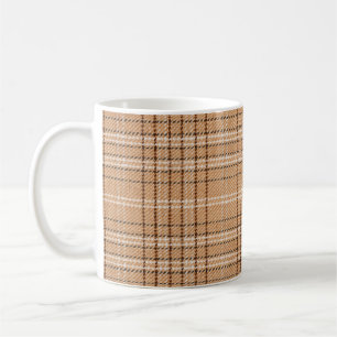 beige Tartan-Unterlage mit karierter Weste Kaffeetasse