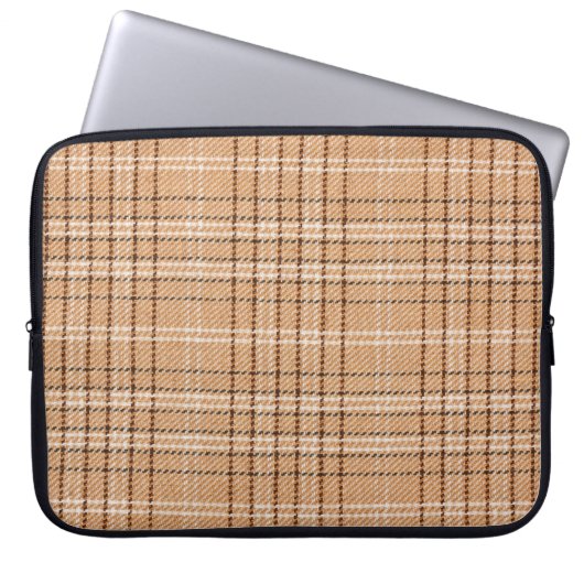 beige Tartan-Unterlage mit karierter Weste Laptopschutzhülle (Vorderseite)