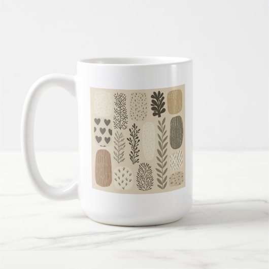 beige Tasse. Kaffeetasse (Links)