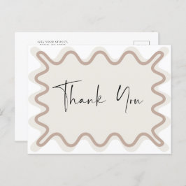 Beige Taupe Border Danke Postcard Einladungspostkarte