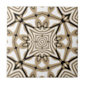 Beige Taupe Brown Schwarz-weiße Ethnic Stamm Art Fliese (Vorderseite)