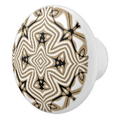 Beige Taupe Brown Schwarz-weiße Ethnic Stamm Art Keramikknauf (Rechts)