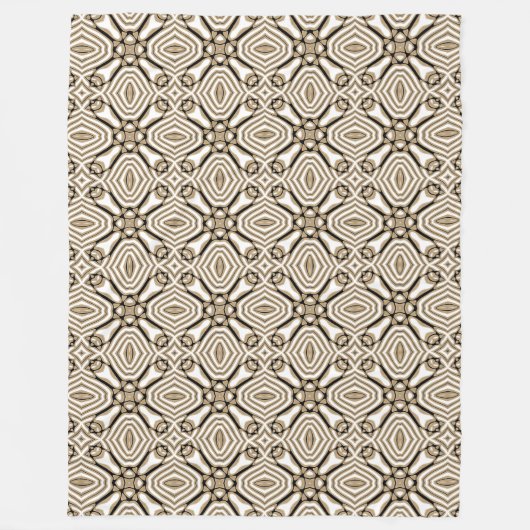 Beige Taupe Brown Schwarz-weißer Bohemischer Stamm Fleecedecke (Vorderseite)