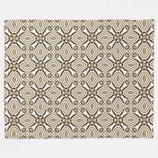 Beige Taupe Brown Schwarz-weißer Bohemischer Stamm Fleecedecke (Vorderseite (Horizontal))