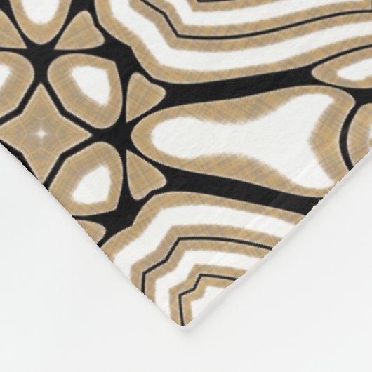 Beige Taupe Brown Schwarz-weißer Bohemischer Stamm Fleecedecke (Ecke)