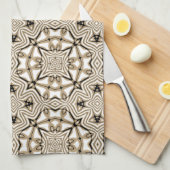 Beige Taupe Brown Schwarz-weißer Bohemischer Stamm Geschirrtuch (Viertel Falte)