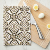 Beige Taupe Brown Schwarz-weißer Bohemischer Stamm Geschirrtuch (Viertel Falte)