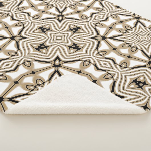 Beige Taupe Brown Schwarz-weißer Bohemischer Stamm Sherpadecke (3/4)