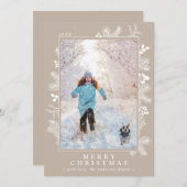 Beige Taupe Elegantes neutrales Foto Weihnachten (Vorne/Hinten)