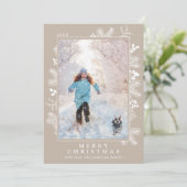 Beige Taupe Elegantes neutrales Foto Weihnachten (Stehend Vorderseite)