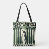 Beige Taupe Geometrie Retro 70er Pinguin Forest Tasche (Rückseite)