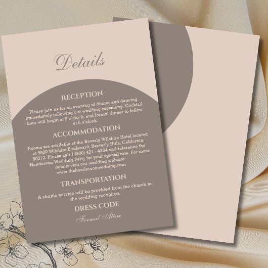 Beige Taupe Modern Japandi Wedding Details Begleitkarte