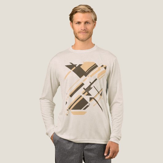 Beige Taupe Moderne MCM inspirierte Abstrakte Kuns Tri-Blend Shirt (Volle Vorderseite)