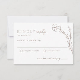 Beige Taupe Moderne verkrustete botanische Neutral RSVP Karte