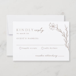 Beige Taupe Moderne verkrustete botanische Neutral RSVP Karte