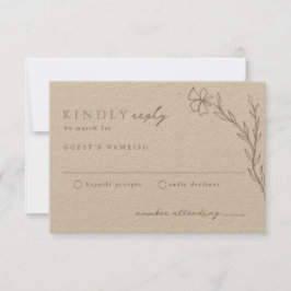 Beige Taupe Moderne verkrustete botanische Neutral RSVP Karte