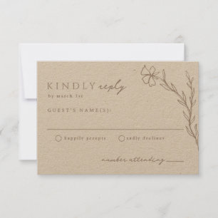 Beige Taupe Moderne verkrustete botanische Neutral RSVP Karte