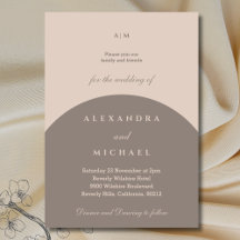 Beige Taupe Monogram Minimalistisch Japandi Weddin
