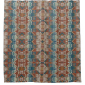 Beige Taupe Red Brown Aquamarin Blue Tribal Art Mu Duschvorhang (Vorderseite)