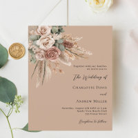 Beige taupe Rose Grün boho Hochzeit Einladung