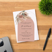 Beige taupe Rose Pampas Bogen klare Hochzeit Acryleinladungen