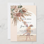 Beige Taupe Rose Pampas Foto Bogen Hochzeit Save The Date (Vorderseite)