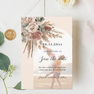 Beige Taupe Rose Pampas Foto Bogen Hochzeit Save The Date