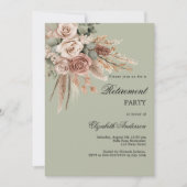 Beige taupe Rose Pampas grünes PensionierungsParty Einladung (Vorderseite)