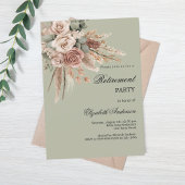 Beige taupe Rose Pampas grünes PensionierungsParty Einladung