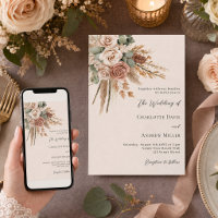Beige Taupe Rosen Pampas Gras Luxus-Hochzeit