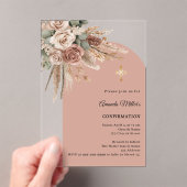 Beige taupe roses pampas arch clear Confirmation Acryleinladungen (Insitu (Handheld))