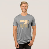 Beige Taupe Schwarz MCM inspiriert Geometric Abstr Tri-Blend Shirt (Vorderseite voll)