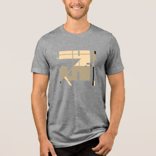 Beige Taupe Schwarz MCM-inspirierte geometrische A Tri-Blend Shirt