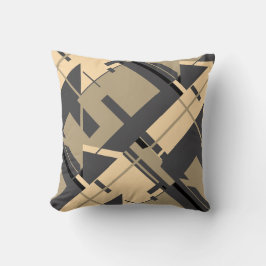 Beige Taupe Schwarze Holzkohle Abstrakte Kunst Kissen